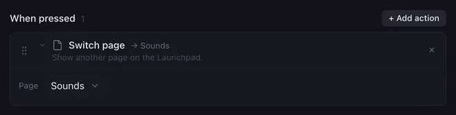Switch page action with the page Sounds selected